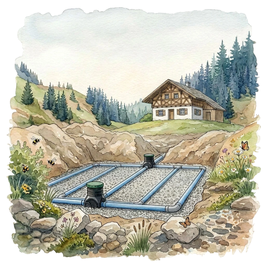 Système d’assainissement non collectif adapté à une habitation en Dordogne